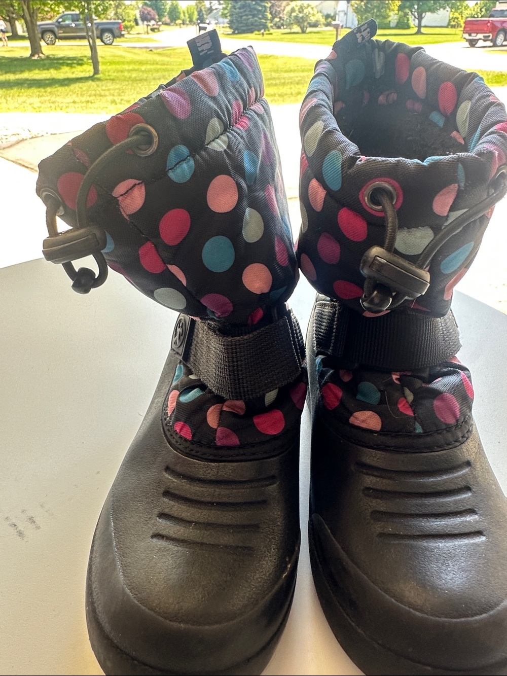 Northside Kids Black Rain & Snow Boots with Pink, Blue & Purple Polka Dots